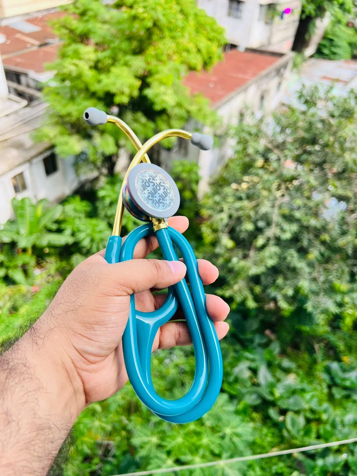 WhatsApp-Image-2023-02-15-at-11.25.22 Spirit Deluxe Series III Caribbean Blue Rainbow Stethoscope - Image 1