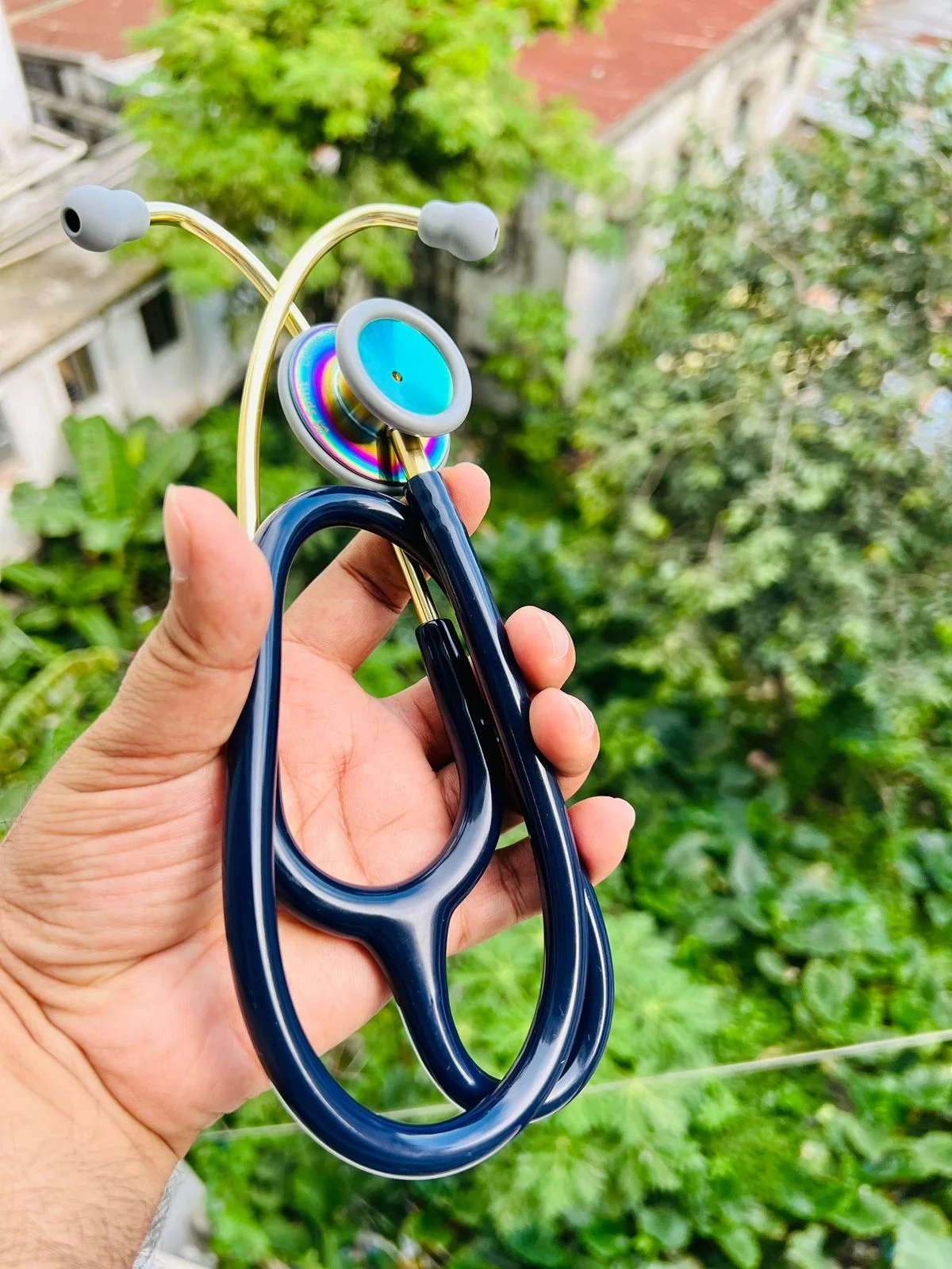 WhatsApp-Image-2023-02-15-at-11.39.24 Spirit Deluxe Series II Navy Blue Rainbow Stethoscope (Adult) - Image 1